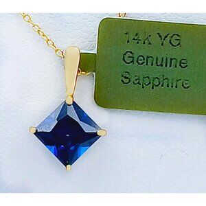 Genuine 1.05 Cts Blue Sapphire Pendant 14k Yellow Gold